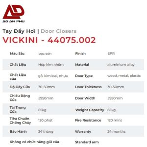 Tay đẩy hơi VICKINI 44075.002