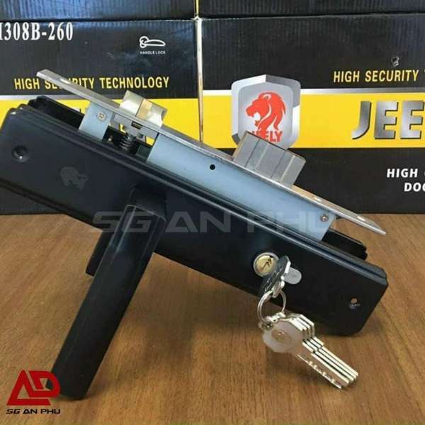 Khóa tay gạt cho cửa sắt JELLY H308-260 màu đen