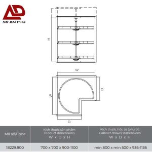 Giá kệ góc treo đồ 3 tầng xoay 360 độ IVAN 18229.800