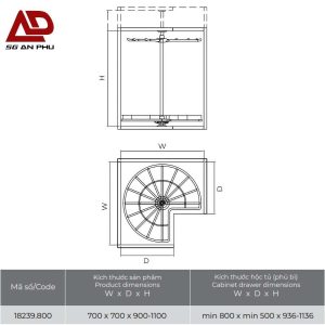 Giá kệ góc treo đồ 2 tầng xoay 360 độ IVAN 18239.800