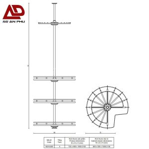 Giá kệ góc treo đồ 4 tầng xoay 360 độ VICKINI 18219.800 GRPR