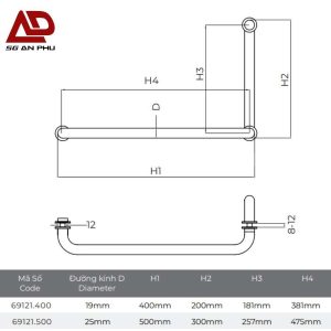 Tay cửa kính VICKINI 69121 PSS