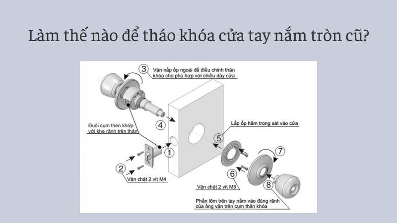 Làm thế nào để tháo khóa cửa tay nắm tròn cũ?