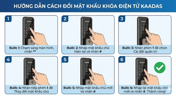Cách đổi mật khẩu khóa điện tử Kaadas