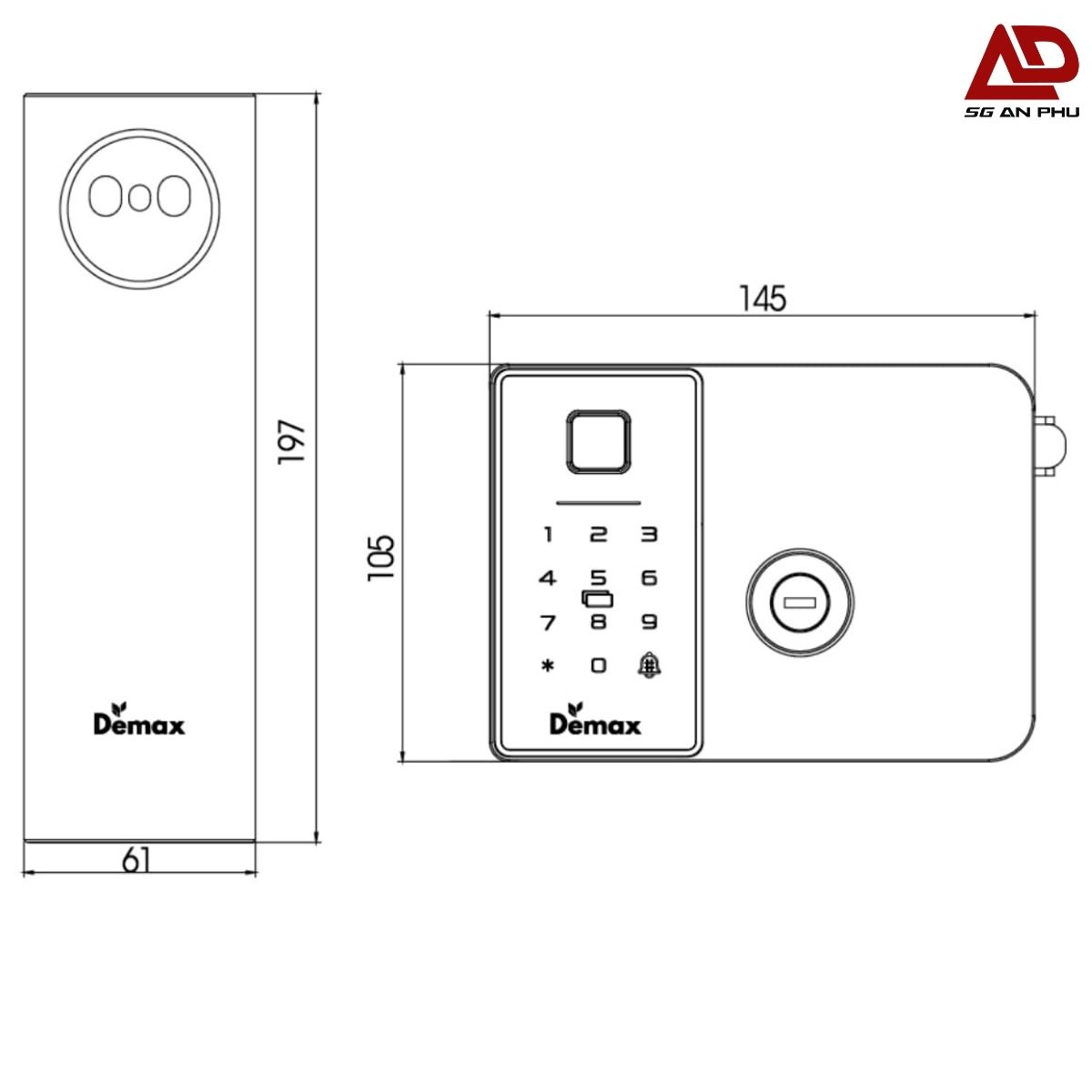 Frame (6) Khóa cửa chống nước Face-ID EL-G908CB CNC chính hãng cao cấp