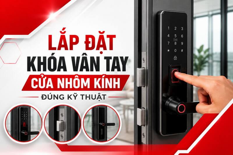 Lắp đặt khóa vân tay cửa nhôm kính, cửa nhôm có lắp khóa vân tay được không?