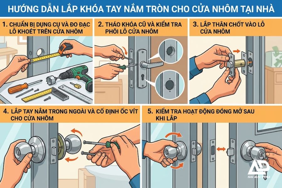Các loại khóa tay nắm tròn cho cửa nhôm phổ biến